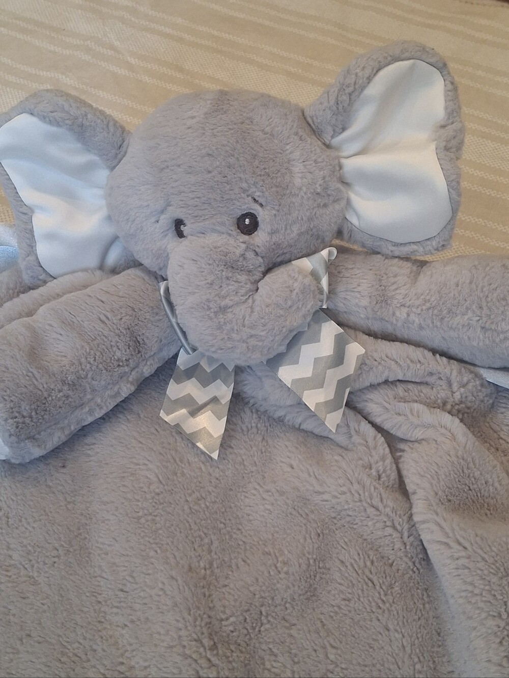 Bearington Baby Plush Elephant 27” Jumbo Cozy Security Blanket Lovey Satin Trim